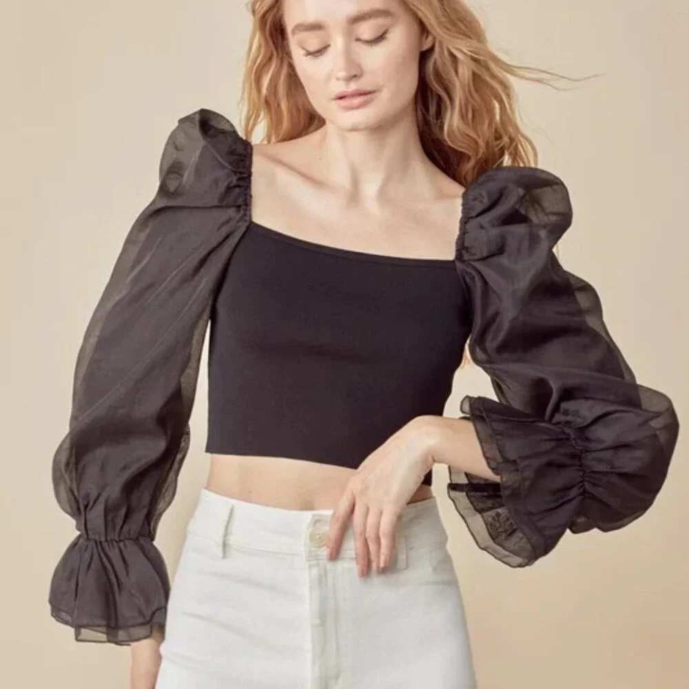 MIOU‎ MUSE Puff Sleeve Top